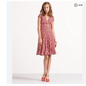 Kate Spade Red and Cream Floral Silk Midi Dress
